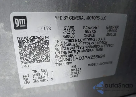 2023 Chevrolet Tahoe 4Wd Commercial Fleet from USA, damaged, VIN 1GNSKLED3PR256694